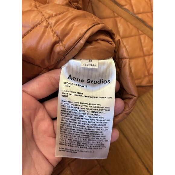 Acne Studios Brown Quilted Puffer Vest Hood Zip Up Midnight PAW17 Men’s M 48 - Picture 8 of 12